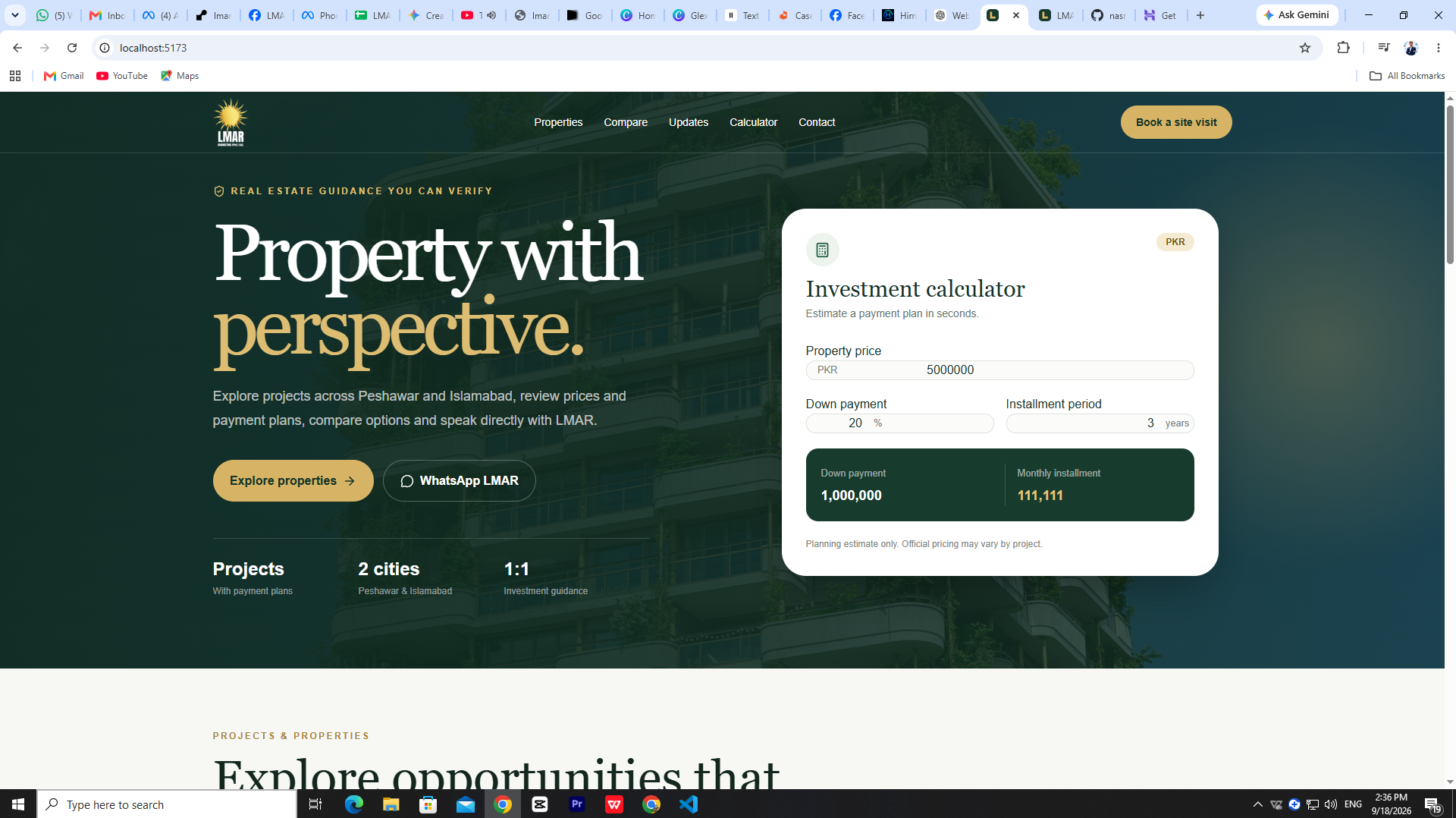 LMAR Real Estate Web Platform & Investment Calculator